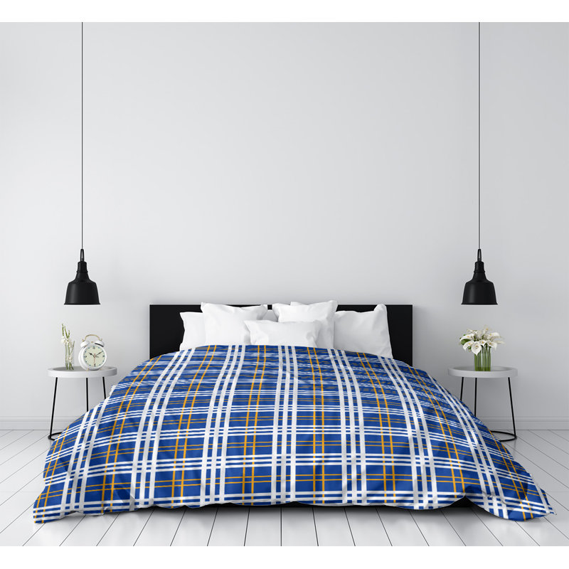 Housse de couette simple LA football Luxury, Bleu / Or / Blanc, Housse de couette pour très grand lit, Polyester brossé
