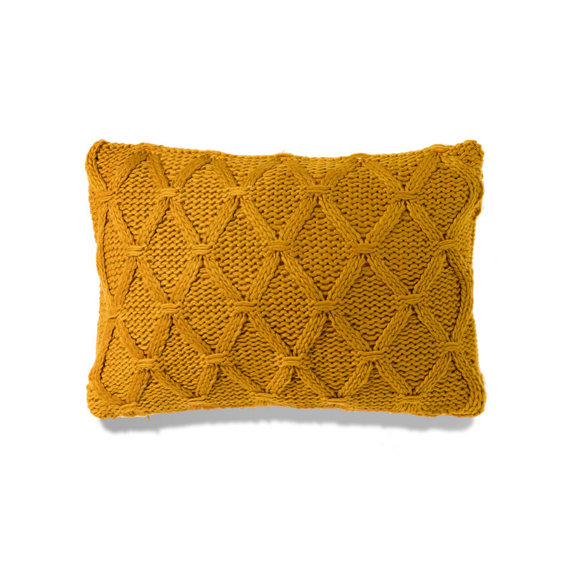 Housse et insert de coussin carré Chunky Knit, Rectangle H 14 po x l 20 po, Jaune, Mélange de duvet