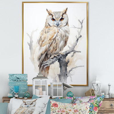 «Wise And Watchful Majestic Owl» sur impression sur toile