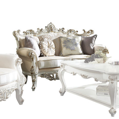 Vestavia Rolled Arm Loveseat in Antique Pearl
