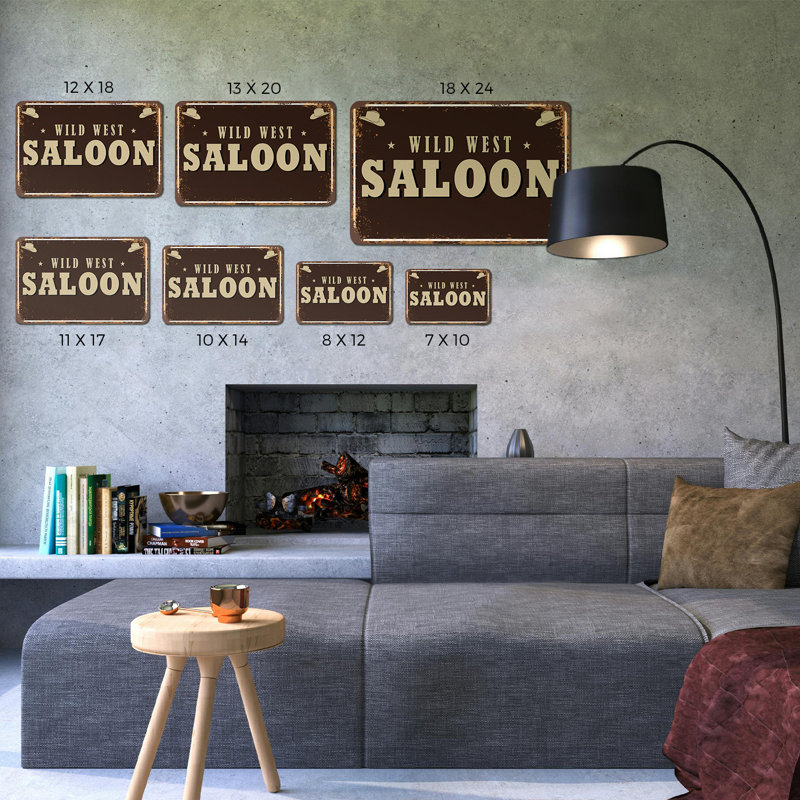 Enseigne en aluminium 7 po x 10 po Wild West Saloon Street (paquet de 2)
