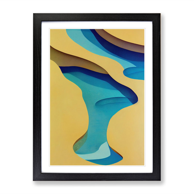 Beach Abstract No.2 - Wall Art, Black Framed, 64cm H x 46cm W x 2cm D, White