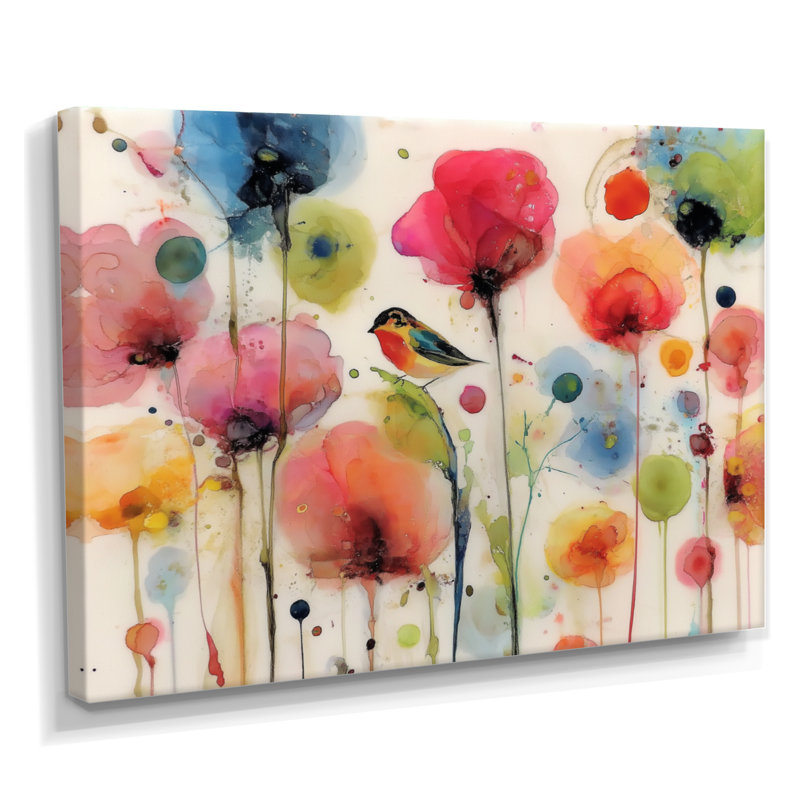 Aquarelle, jardins de coquelicots - impressions sur toile coquelicot, art floral rouge, H 12 po x l 20 po, Toile tendue