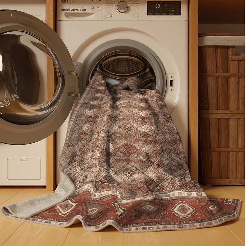 Tapis brun lavable à la machine, Rectangle 5 pi x 7 pi
