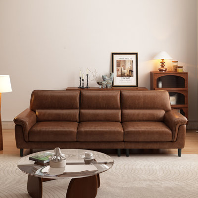 Brown Genuine Leather Modular Sofa cushion couch