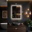 Miroir de salle de bain DEL à DEL, lumière réglable, verre antibuée-1287421633