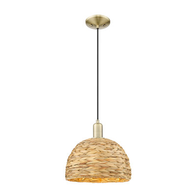 Cidalino - 1 Light Cord Hung Mini Pendant with Basketweave Shade -Shade