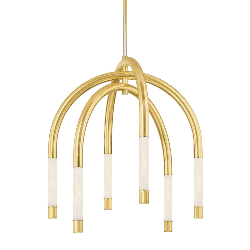 Vintage Polished Brass 6-Light LED Teardrop Chandelier