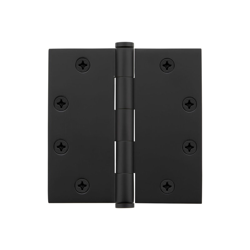 Charnière de porte simple à butée H 4,5 po x l 4,5 po, Noir satiné