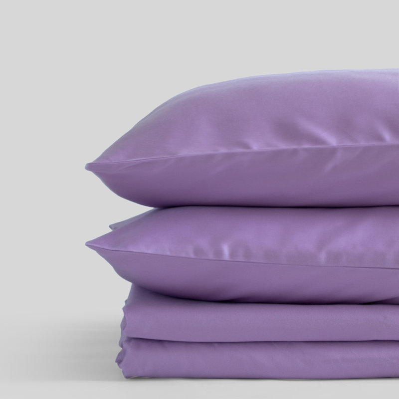 Sateen 400 Thread Count Organic 100% Cotton Sheet Set, Queen, Lilac