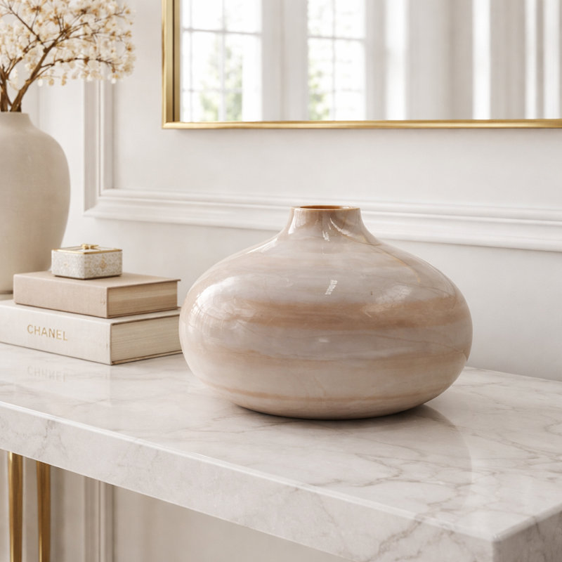 Vase gourde en verre fait à la main de 8 po de hauteur - Décoration de luxe moderne