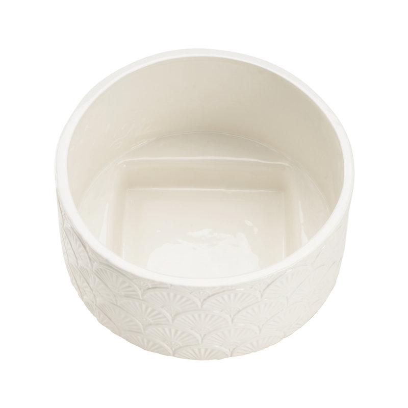 Deco Fan Ceramic Planter, 7" H x 6.8" W x 6.8" D
