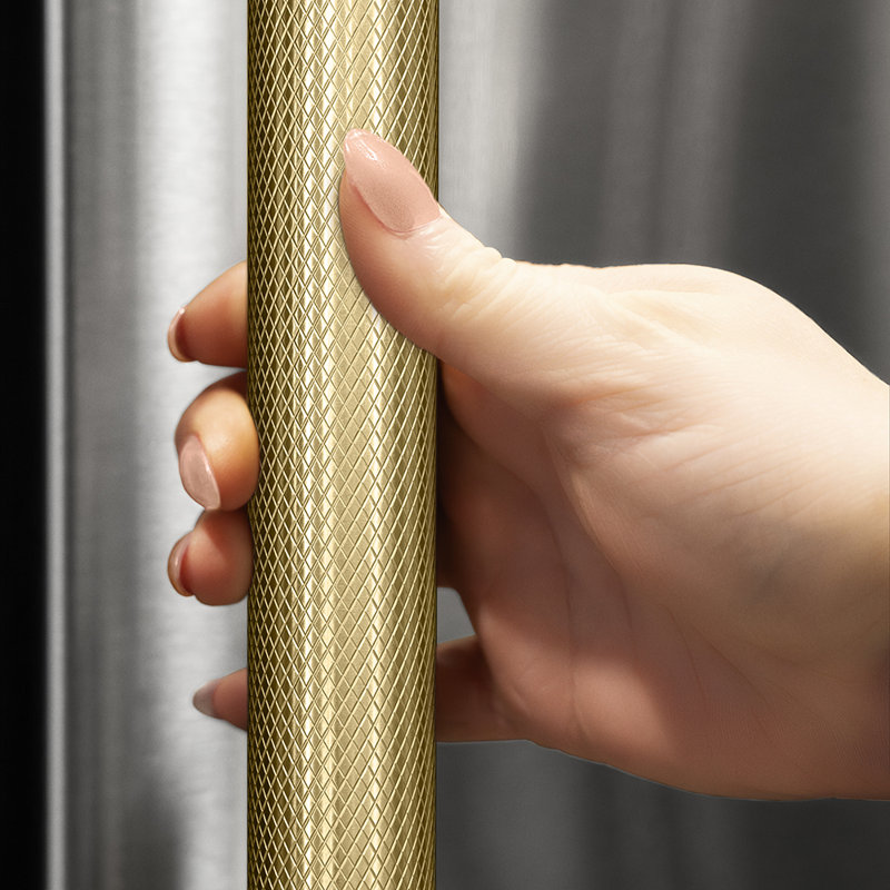 ZLINE Autograph 30 in. Built-In Refrigerator w/ Gray Interior and Polished Gold Helix Handles, Champagne Bronze