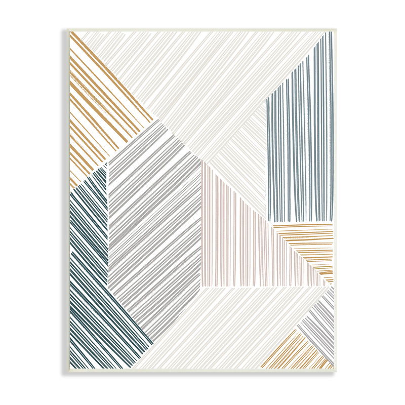 Motif de lignes abstraites modernes à deux dimensions, H 19 po x l 13 po x P 0,5 po, Plaque murale