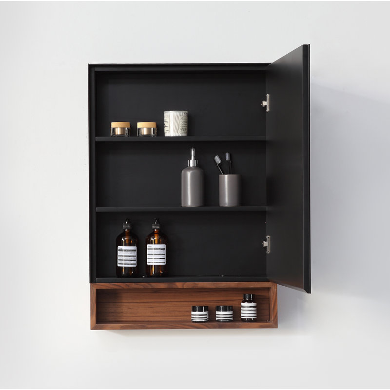 Bergen 24" Medicine Cabinet, Matte Black/Walnut