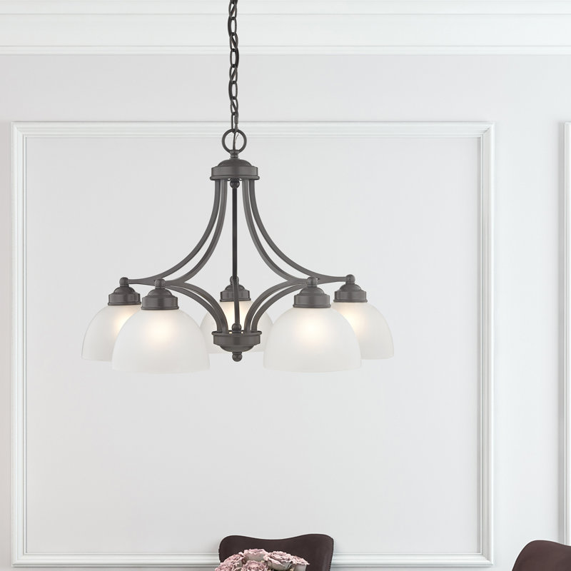 Annete 5 - Light Steel Dimmable Chandelier, English Bronze