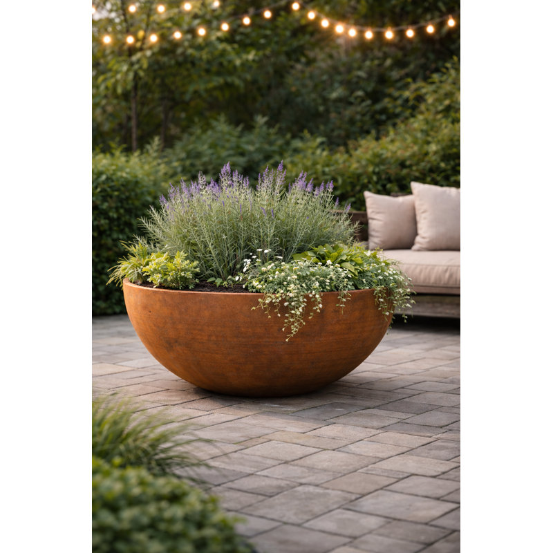 32 in. Duran Bowl Planter, 15.5" H x 32" W x 32" D
