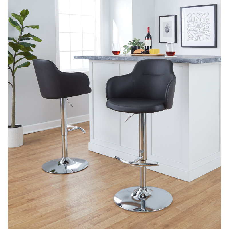 Tabouret Boyne, Noir, Chrome