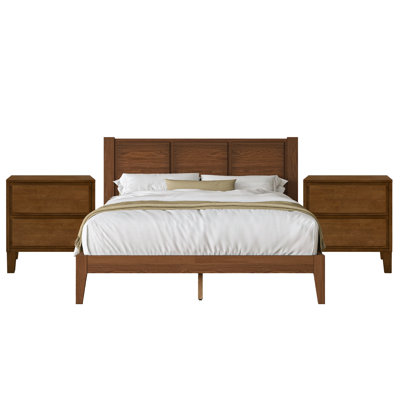 Ensemble de chambre à coucher en bois massif 3 pièces Knighten