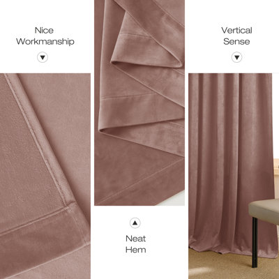 Velvet Curtains Thermal Insulated Sound Reducing Heavy Matt Heat & Chill Resistant Drapes for Home Decoration, 2 Panels