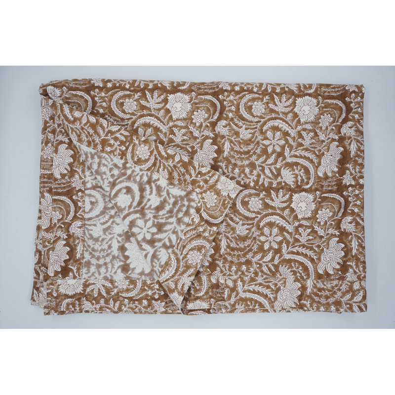 Fabdivine 18X18 Inch Table Napkin with Block Print – Perfect for All Occasions, Kundanvan, Brown