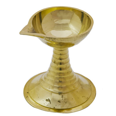 2" Small Handmade Brass Puja Diya Oil Lamp Compact Meditation Light - Miniature Spiritual Home Altar Tabletop Decor Under $25 Made in India
