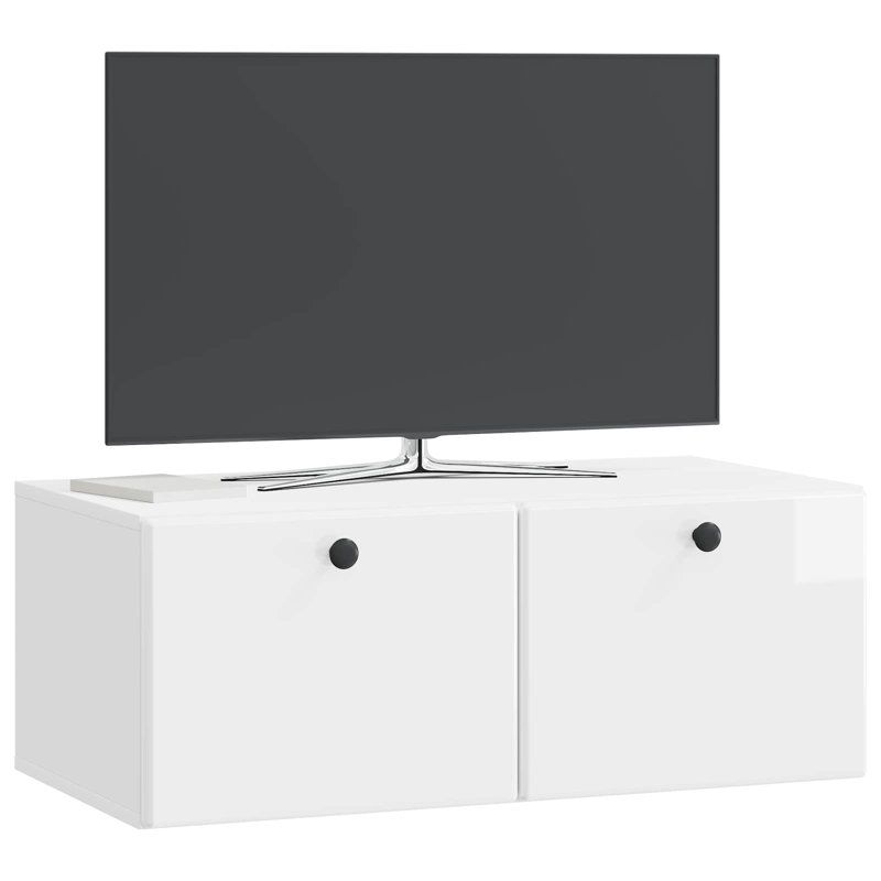 TV Stand, 30cm H x 78.5cm L x 41cm W, High Gloss White