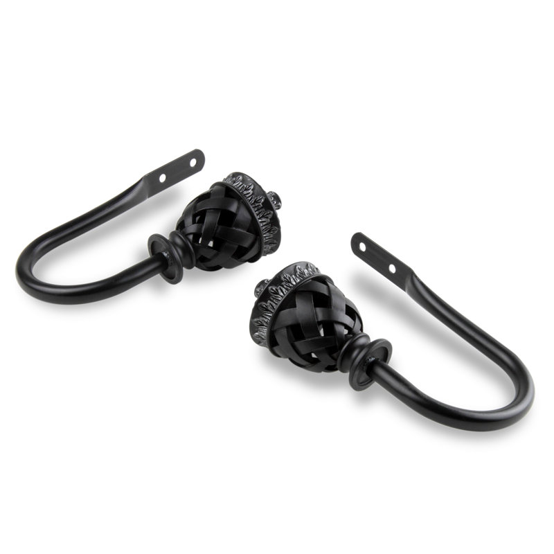Kindle Steel Hooks/Resin Curtain Holdback, Black
