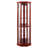 Lighted 6-Shelf Curio Cabinet With Adjustable Glass Shelves And Mirror Back In Stunning Cherry Bottom Mirrored-1913091564