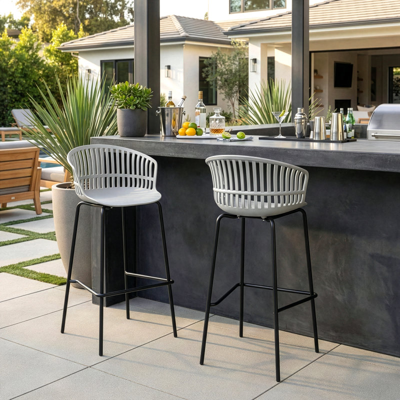 Korrah Counter Stool with Metal Frame, Bar Stool (30” Seat Height), Gray/Black Frame