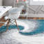 Tapis abstrait en polypropylène tissé à la machine Dalpe - turquoise / gris / blanc-25085444