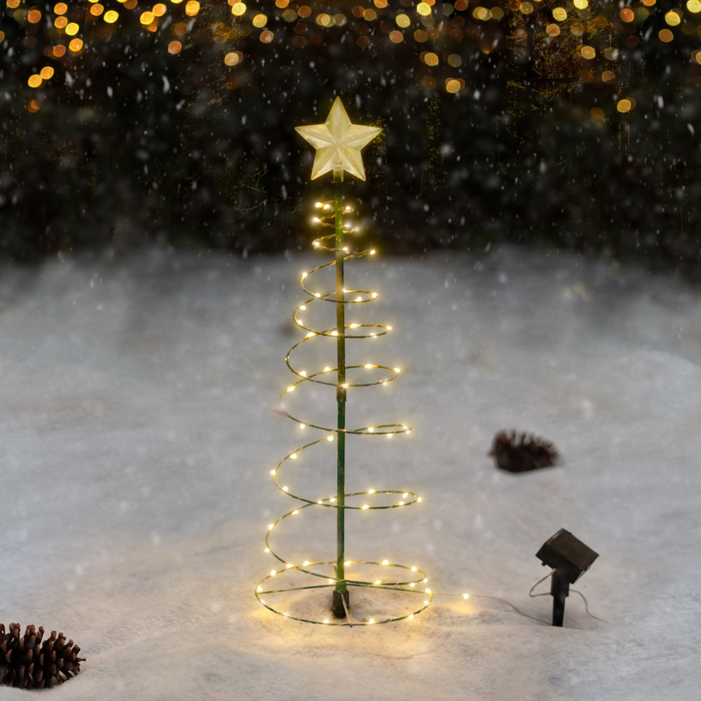 2 ft. Merrylite Solar LED Pre-Lit Outdoor Christmas Tree - Holiday Decor Stake Light, Warm White