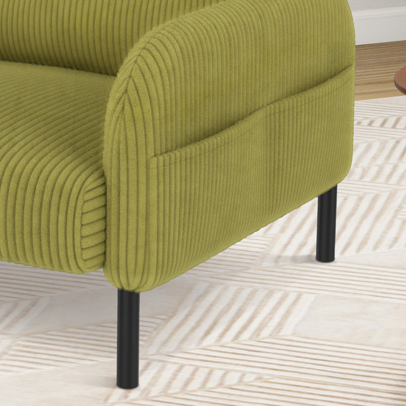 Fauteuil rembourré avec repose-pieds, Vert olive