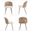 Table de salle à manger ronde en bois + 4 chaises en osier de style médiéval bohémien avec coussins en éponge doux