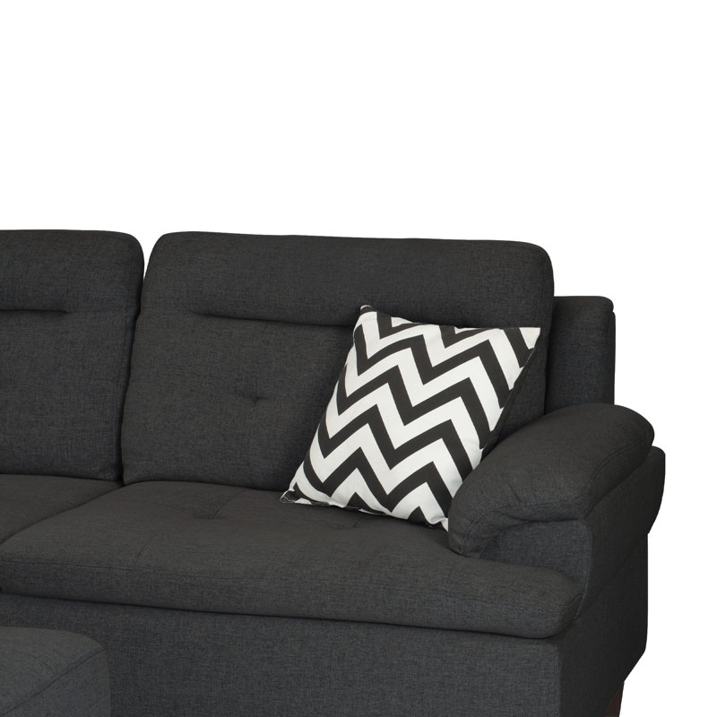 Geter Upholstered L-Shaped Sectional Left Hand Facing, Black