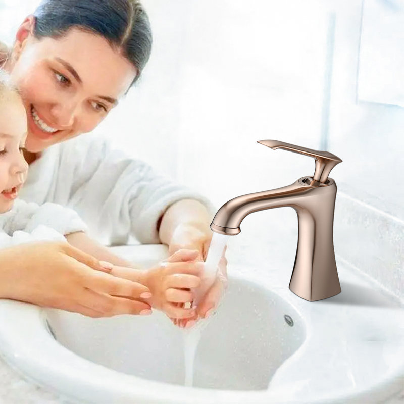 Robinet de salle de bain à un trou, Rose doré