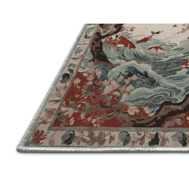 Tapis beige lavable à la machine, Rectangulaire 3 pi x 5 pi