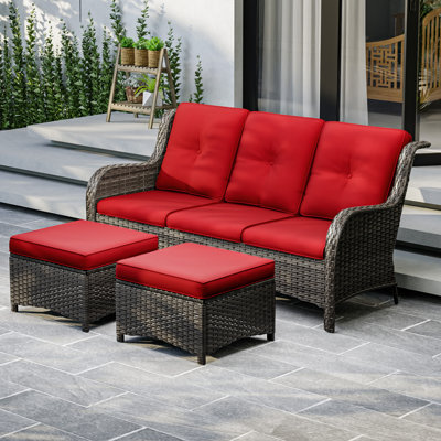 Canapé modulaire d'extérieur en osier de 73 po avec coussins