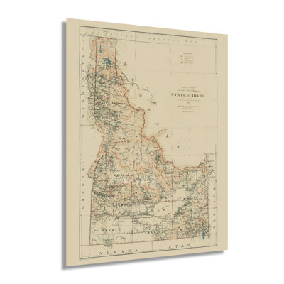 " 1891 Idaho Map Print "