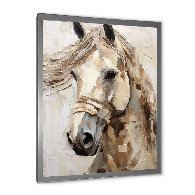 Portrait de cheval sophistiqué II - reproduction sur toile, Cadre photo argenté, H 32 po x l 24 po x P 1 po