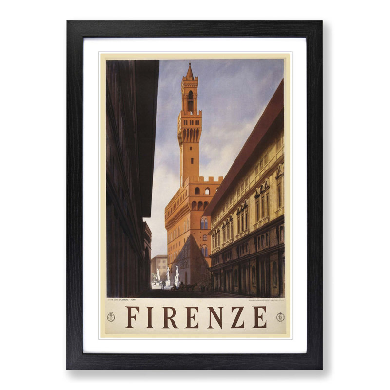 Vintage Travel Firenze Framed Vintage Advertisement - Framed Print, Black