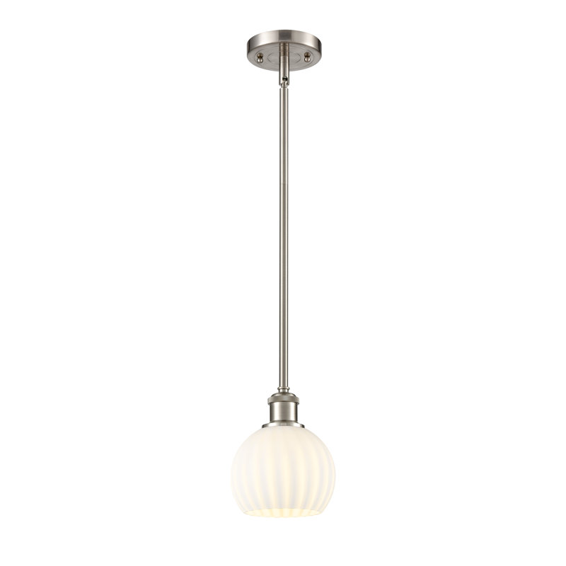 Luminaire suspendu 1 lumière Sabanc, H 8 po x l 6 po x P 6 po, Nickel satiné brossé