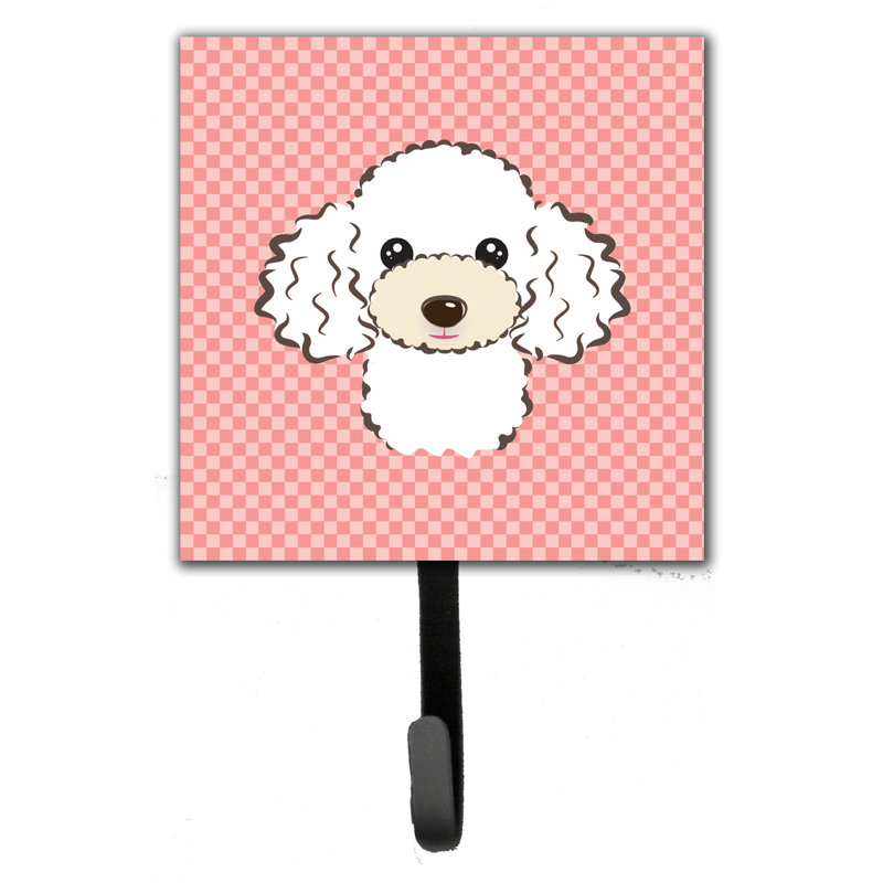 Porte-caniche en damier et crochet mural, Rose / Blanc / Beige
