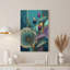 Teal and Purple Lotus Buds in Geometric Mosaic Style Canvas Wall Art-133560002