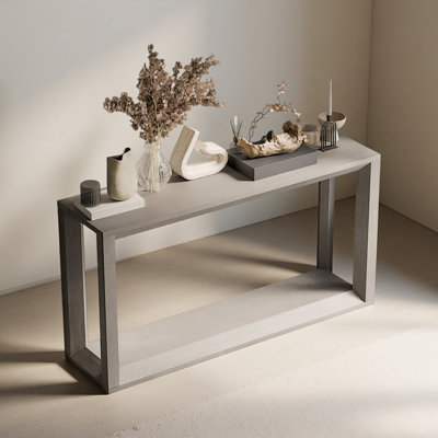 60" Rectangular Solid Wood Veneer Console Table, Wide Sofa Table, Behind Couch Table With Ample Storage For Entryway