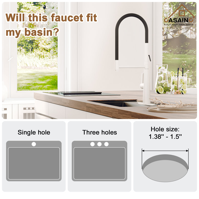 Robinet de cuisine Spring Spring, Blanc mat