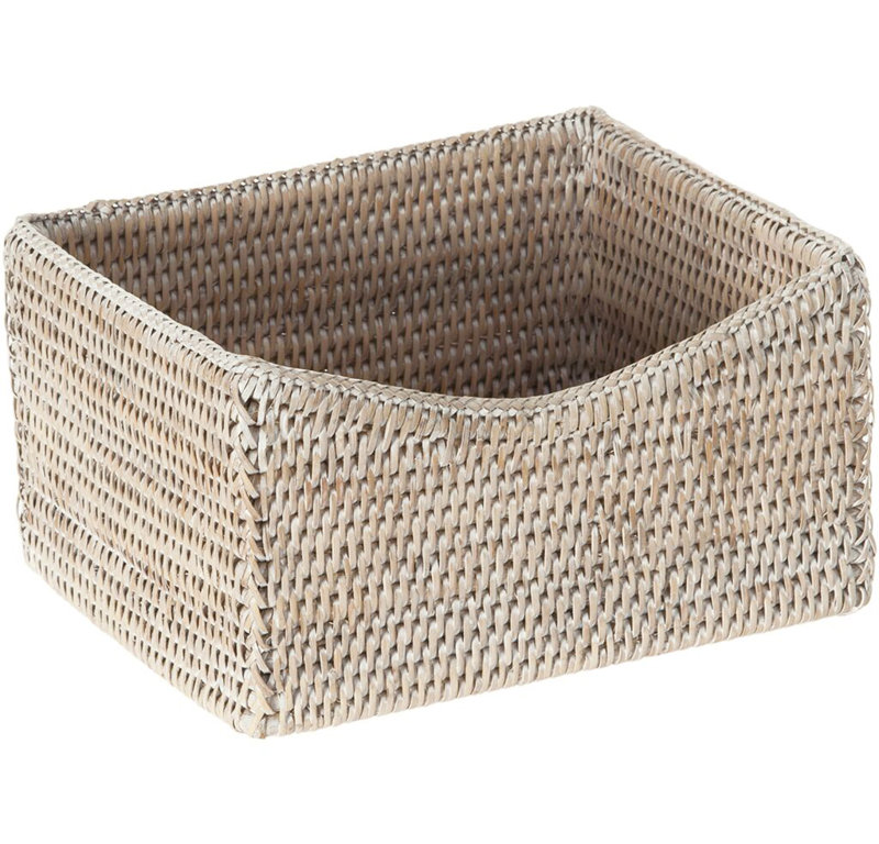 Panier en rotin Everard, Blanc délavé