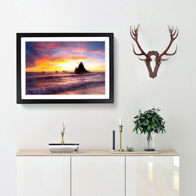Martins Beach - Picture Frame Painting Print, 48cm H x 65cm W x 2cm D, Black Framed