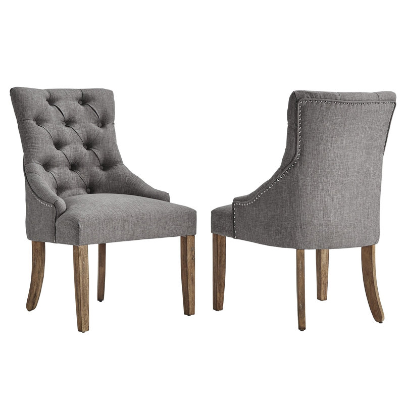Aldrina 6 - Person Trestle Dining Set, Grey Linen