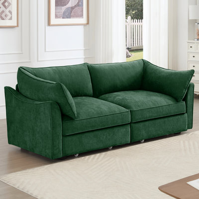 2 Seater Chenille With Wraparound Design And Hidden Under Storage For Small Nordic-Style Homes Crescent-Shaped Pull Out Modern Interiors